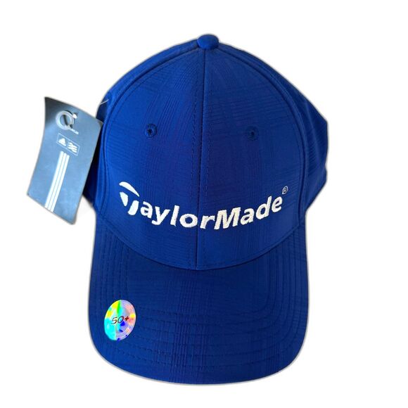 NWT Adidas TaylorMade Blue Plaid Golf Hat Cap UPF 50+ One Size Fits All - Picture 1 of 5